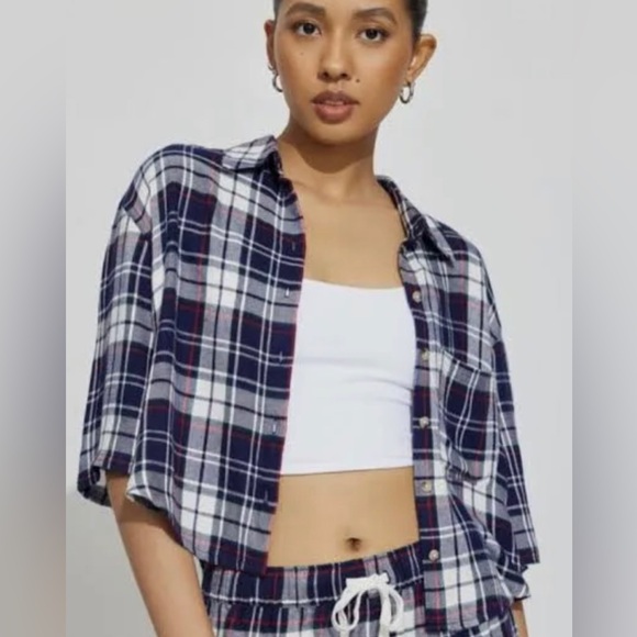 Garage Tops - Garage plaid cropped oversized button down shirt XS